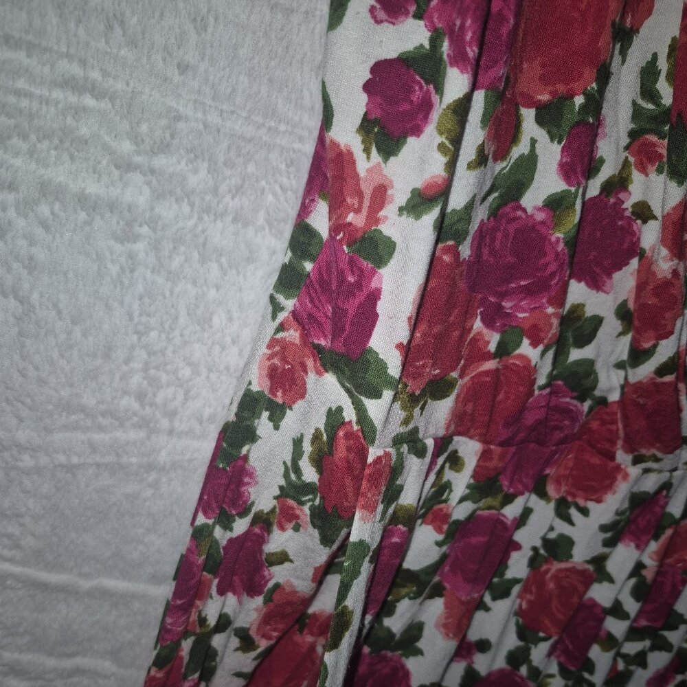 Garnet Hill Green Cotton Rose Print Dress Sz S-M Floral Fairycore Cottagecore - Picture 6 of 13